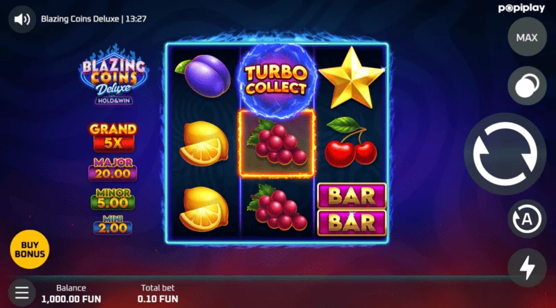 Blazing Coins Deluxe Skrini ya Mchezo